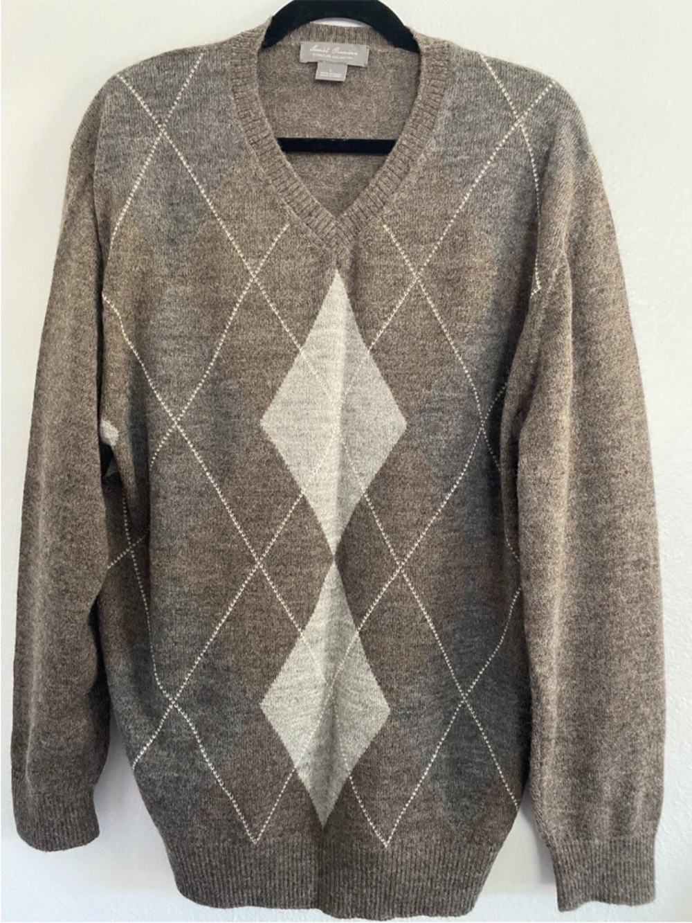 Daniel Cremieux Sweater Signature Collection  Men Sz  L  Argyle Alpaca Peru EUC